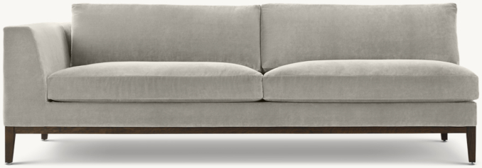 Front view of Italia Taper Arm Left-Arm Sofa - Oak Base 