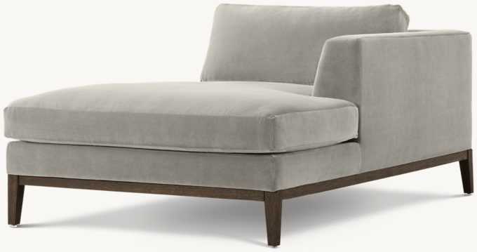Three Quarter view of Italia Taper Arm Right-Arm Chaise - Oak Base 
