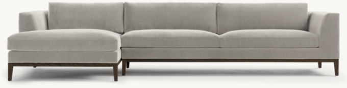 Italia Taper Arm Left-Arm Sofa-Chaise Sectional - Oak Base