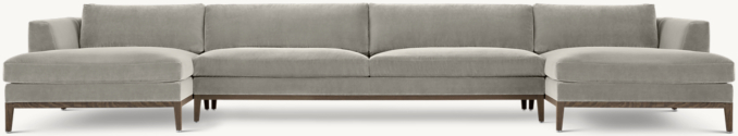 Italia Taper Arm U-Chaise Sectional - Oak Base