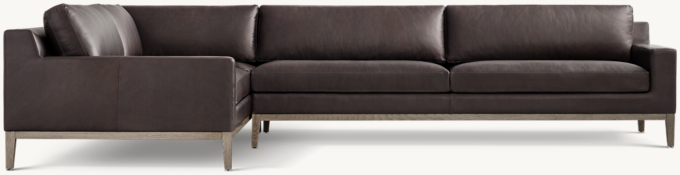 Italia Leather Track Arm Left-Arm L-Sectional - Oak Base