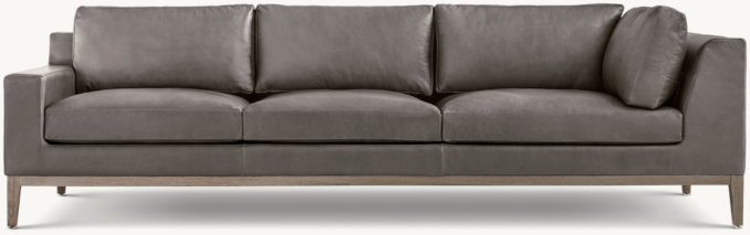 Italia Leather Track Arm Left-Arm Return Sofa - Oak Base