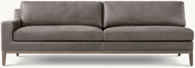 Italia Track Arm Leather Left-Arm Sofa - Oak Base