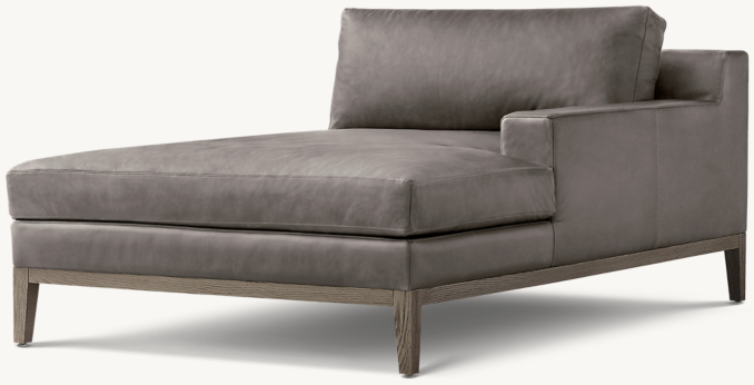 Italia Track Arm Leather Right-Arm Chaise - Oak Base