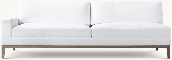 Front view of Italia Track Arm Left-Arm Sofa - Oak Base 