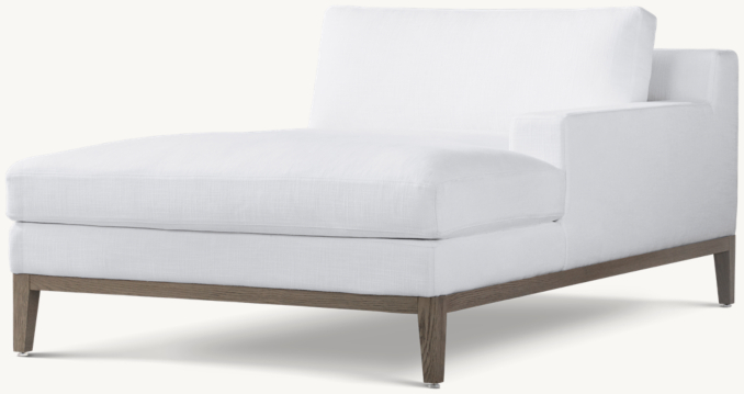 Three Quarter view of Italia Track Arm Right-Arm Chaise - Oak Base 