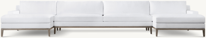 Italia Track Arm U-Chaise Sectional - Oak Base