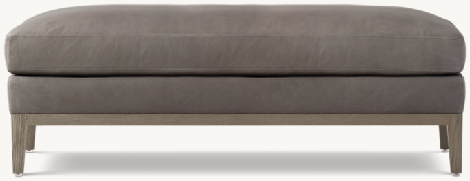 Italia Leather Coffee Ottoman - Oak Base