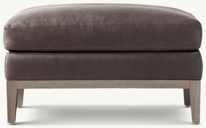 Italia Leather Ottoman - Oak Base