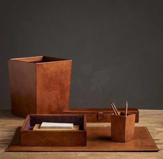 Artisan Leather Desk Accessories Chestnut