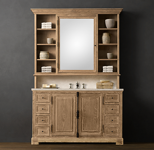 Vanity Hutch With Recessed Lights Ana, Single Sink Bathroom Vanity With Hutch
