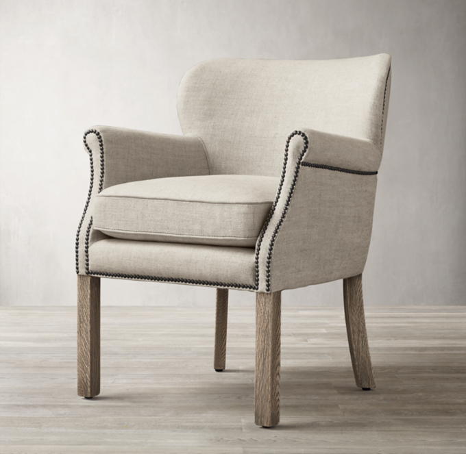 Professor's Fabric Dining Armchair with Nailheads