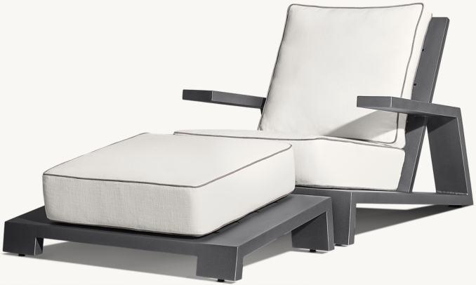 Three-Quarter With Cushion view of Olema Aluminum Ottoman - Frame Only 