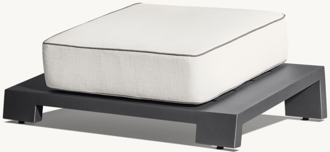 Three Quarter view of Olema Aluminum Ottoman 