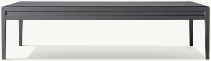 Vue de Face - Greystone - Table Basse Rectangulaire en Aluminium Moulé - Fer