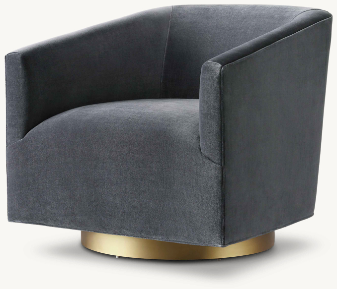 Three Quarter view of 1950S Italian Shelter Arm Swivel Chair - Metal Base 