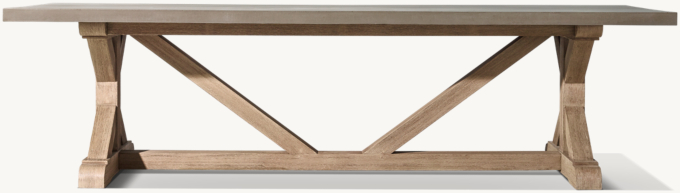 Belgian Trestle Concrete & Teak Rectangular Dining Table