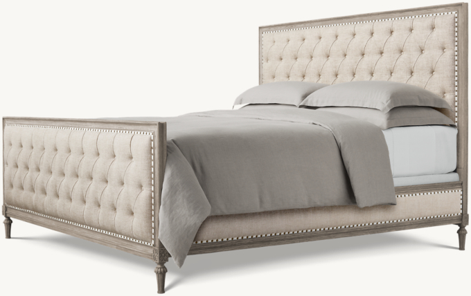 Maison Fabric Diamond-Tufted Panel Bed with Footboard