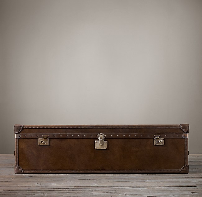 Mayfair Steamer Trunk Coffee Table, Leather Chest Coffee Table