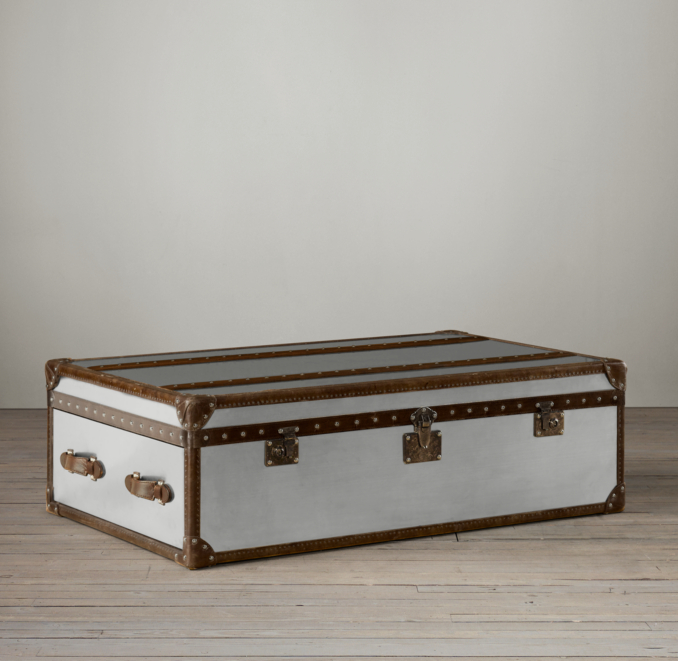 Mayfair Steamer Trunk Coffee Table Brushed Steel