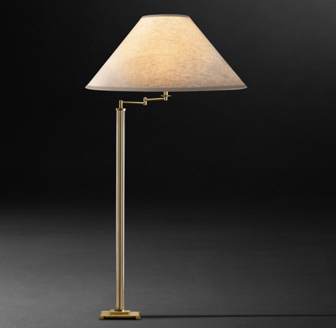 French Column Glass SwingArm Floor Lamp