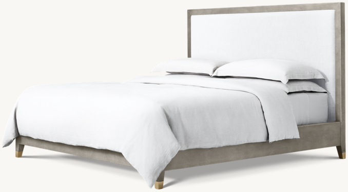 Three Quarter view of Graydon Shagreen Fabric Panel Bed 
