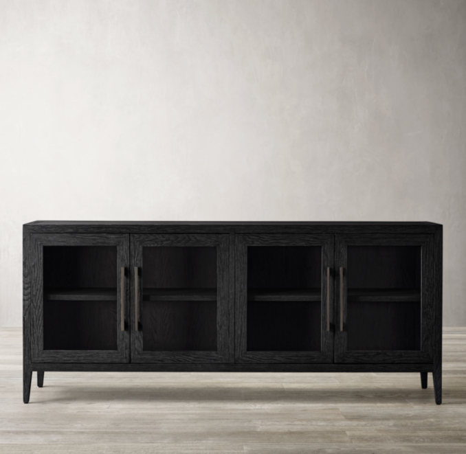 Front view of French Contemporary Glass 4-Door Sideboard 