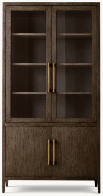 French Contemporary Glass Double Door Sideboard Hutch