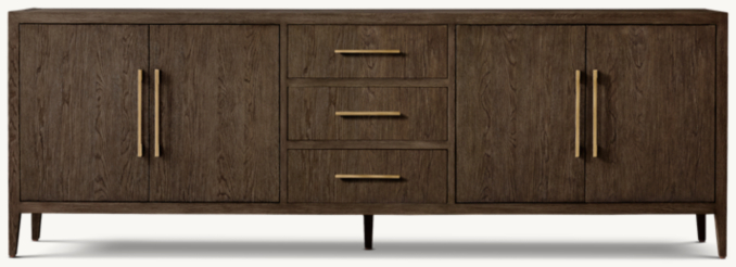 French Contemporary Panel 4Door Sideboard With Drawers