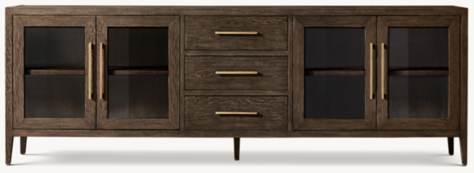 French Contemporary Glass 4-door Sideboard With Drawers