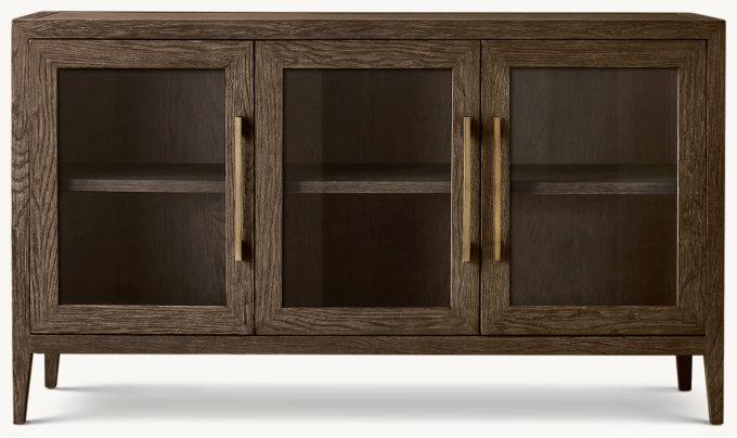 French Contemporary Glass Triple-Door Sideboard