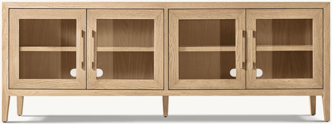 Front view of French Contemporary Glass 4-Door Media Console 