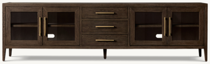 French Contemporary Glass 4-door Media Console With Drawers