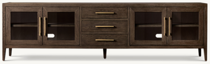 French Contemporary Glass 4-door Media Console With Drawers