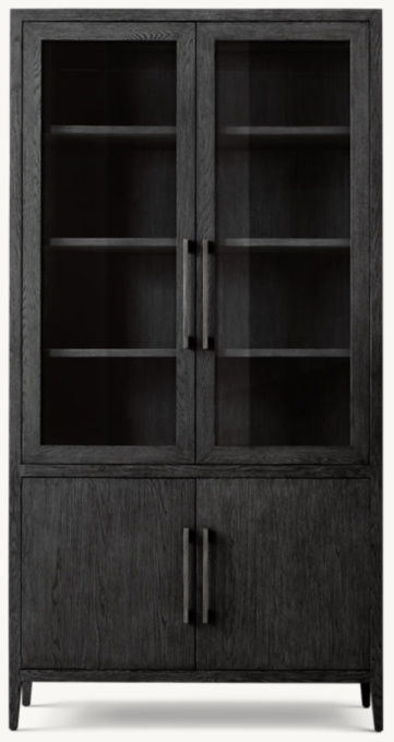 French Contemporary Glass Double-Door Sideboard & Hutch