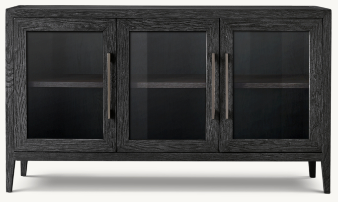 French Contemporary Glass Triple-Door Sideboard