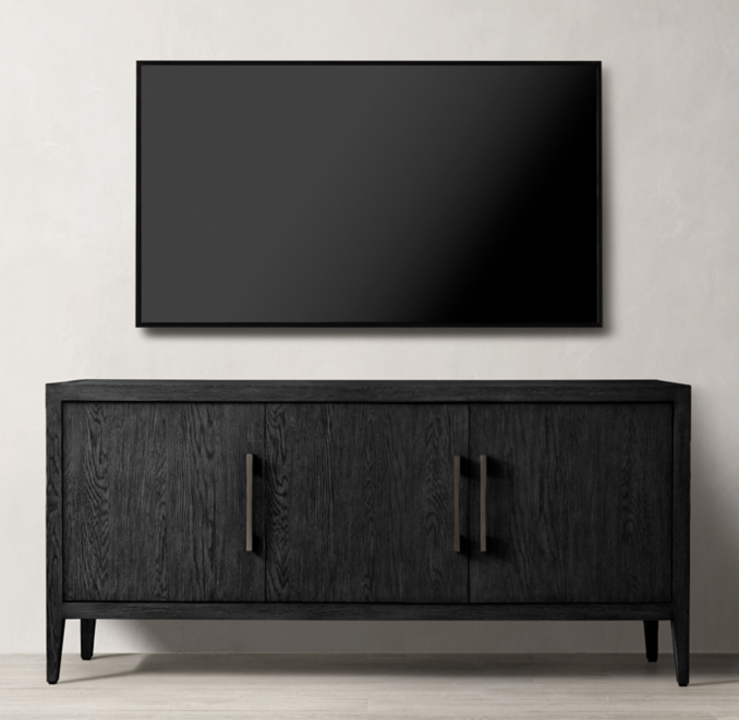 French Contemporary Panel TripleDoor Media Console