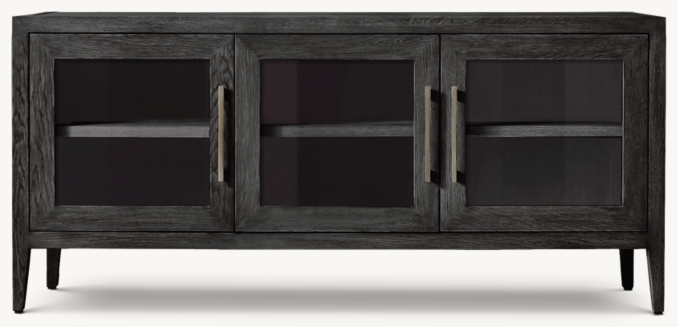 French Contemporary Glass TripleDoor Media Console