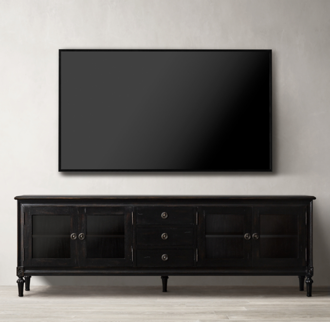 Maison Glass 4door Media Console with Drawers