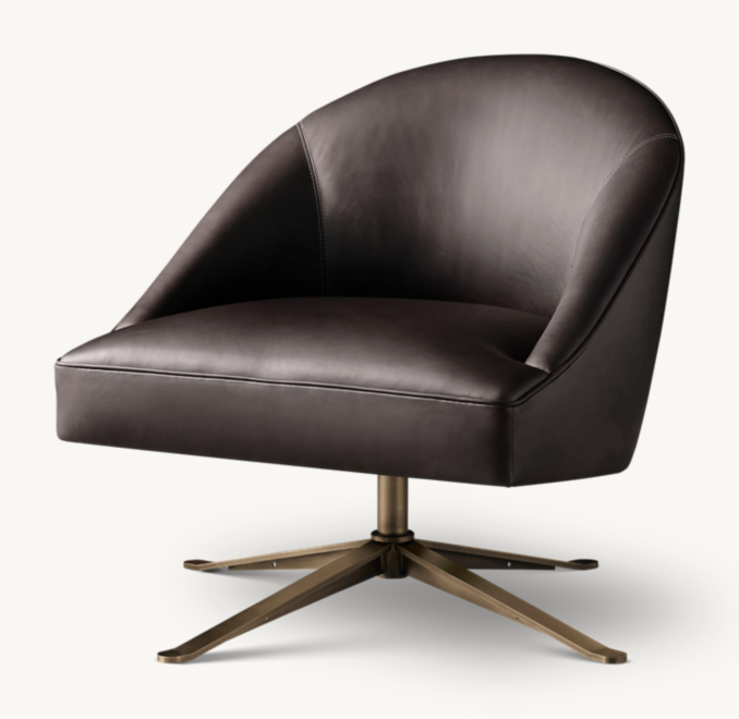 Three Quarter view of Porter Leather Swivel Chair 