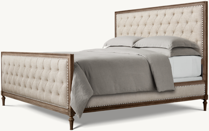 Maison Fabric Diamond-Tufted Panel Bed with Footboard