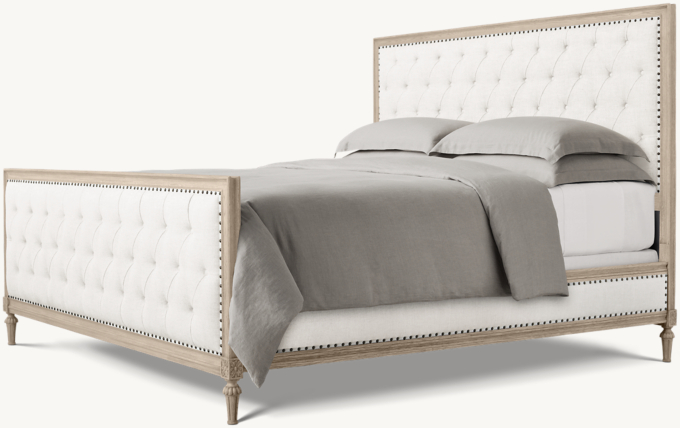 Maison Fabric Diamond-Tufted Panel Bed with Footboard