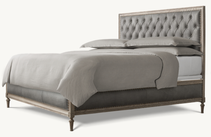 Maison Leather Diamond-Tufted Panel Bed
