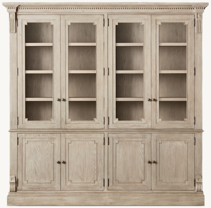 Front view of St. James Glass 4-Door Sideboard & Hutch 