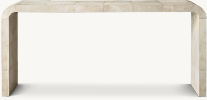 Front view of Lucien Parchment Console Table 
