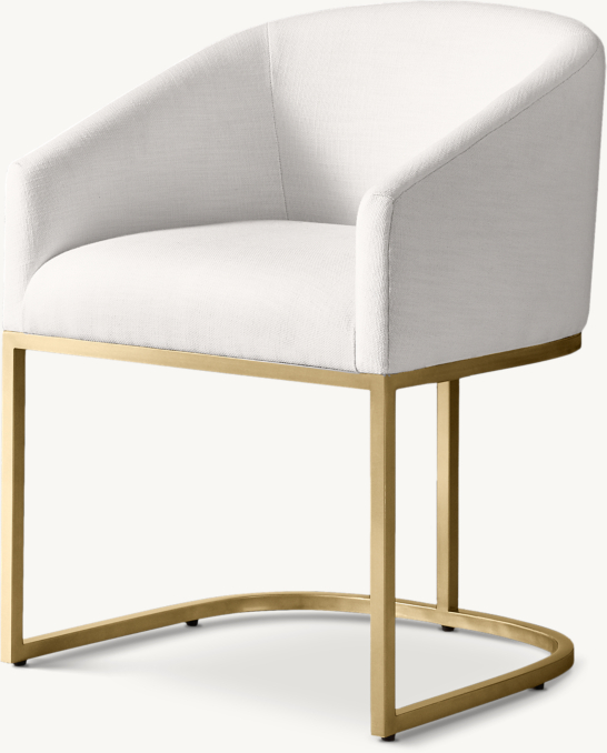 Three Quarter view of Emery Barrelback Slope Fabric Dining Armchair 
