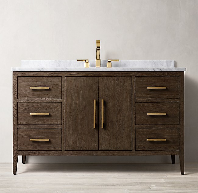 French Contemporary Single Extra-Wide Vanity French Bathroom Cabinet
