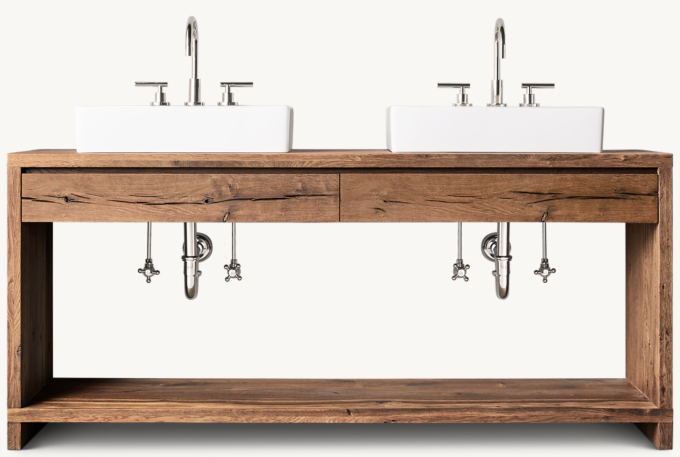Oak Brûlé Waterfall Double Washstand