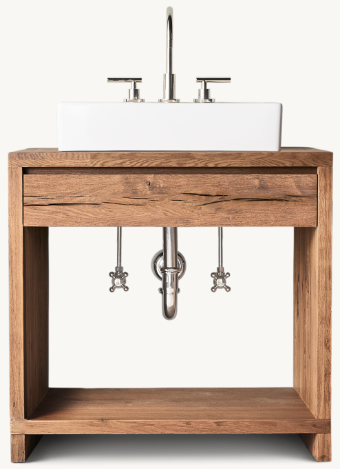 Oak Brûlé Waterfall Single Washstand