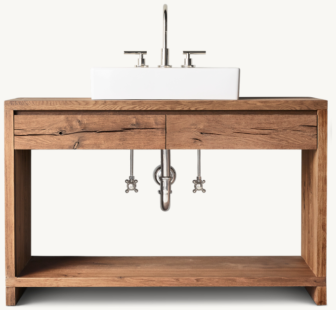 Oak Brûlé Waterfall Single Extra-Wide Washstand